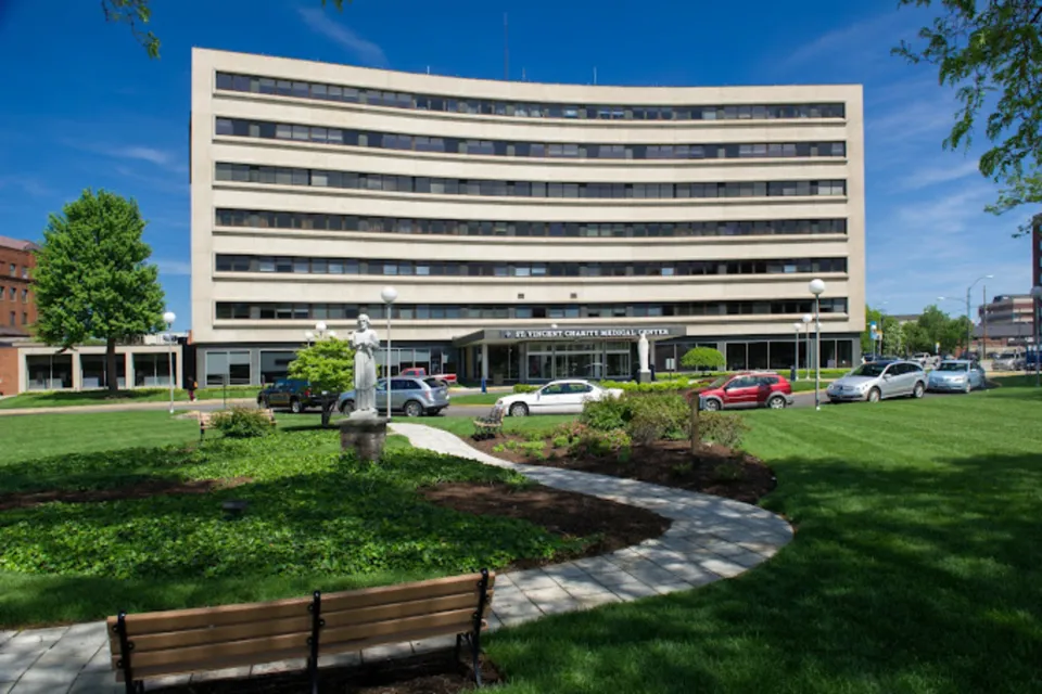 Rosary Hall at Saint Vincent Charity Medical Center - exterior views